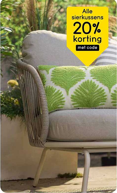 Alle sierkussen 20% korting met code