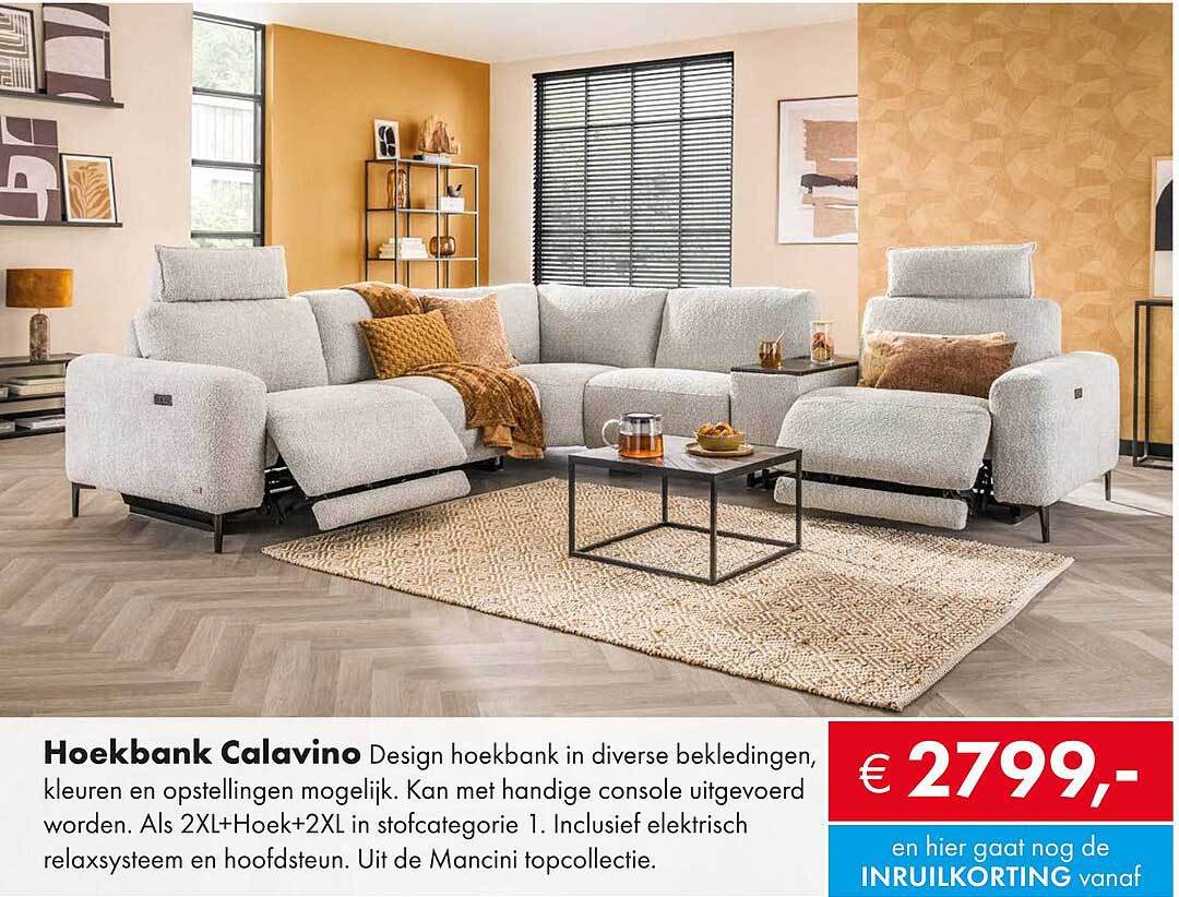 Hoekbank Calavino Design hoekkbank in diverse bekledingen, kleuren en opstellingen mogelijk.
