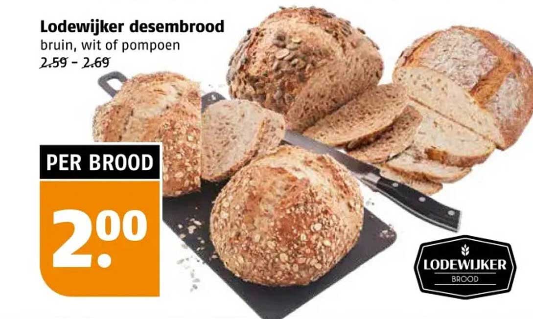 Lodewijker desem-brood bruin, wit of pompoen