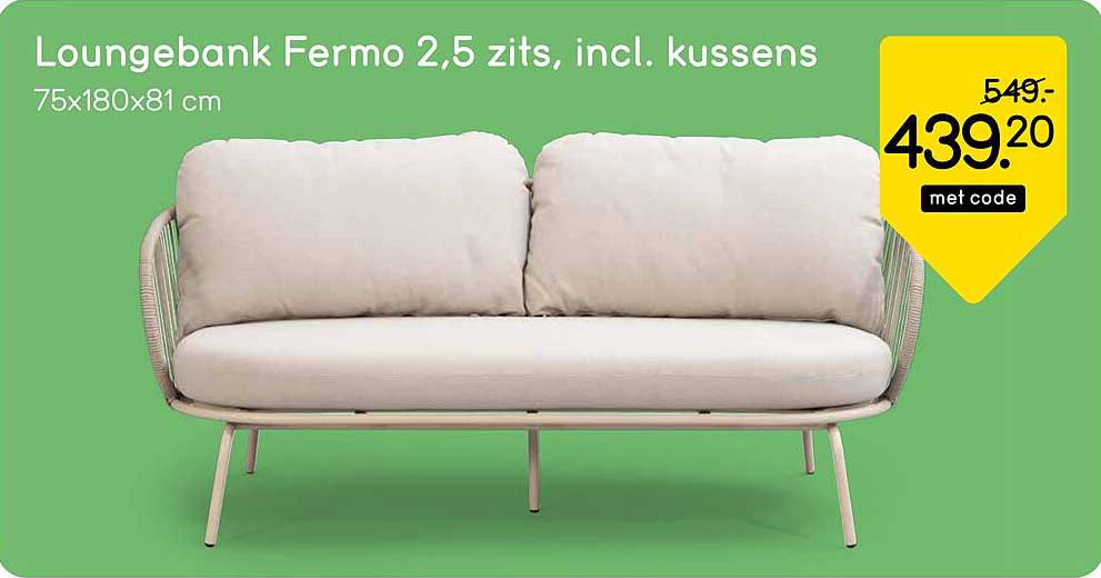 Loungebank Fermo 2,5 zits, incl. kussens