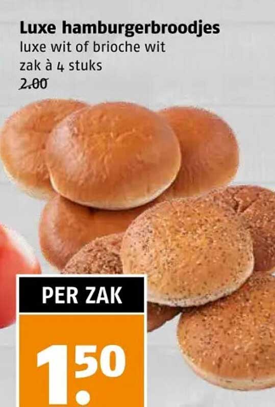 Luxe hamburgerbroodjes luxe wit of brioche wit zak à 4 stuks