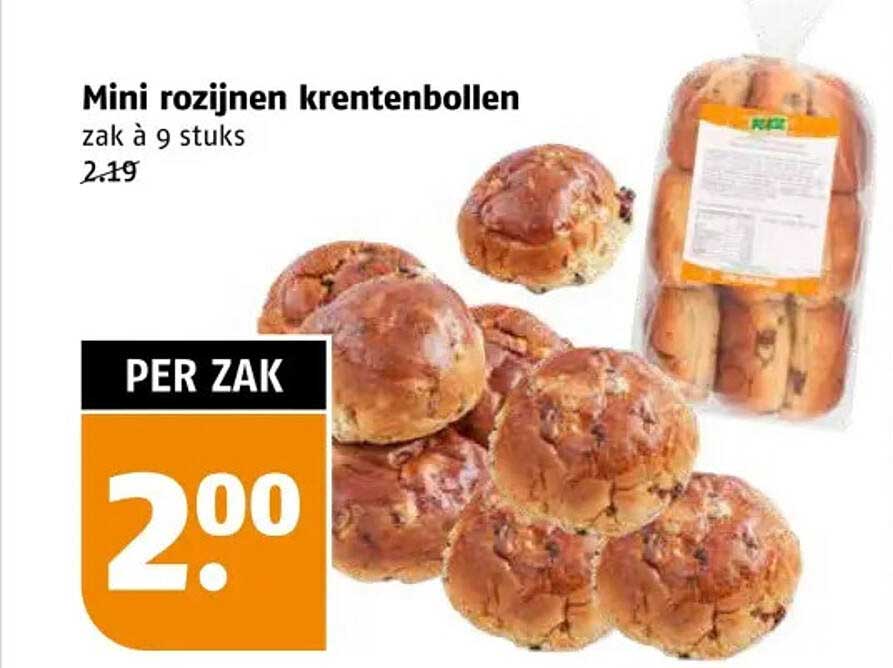 Mini rozijnen krentenbollen zak à 9 stuks