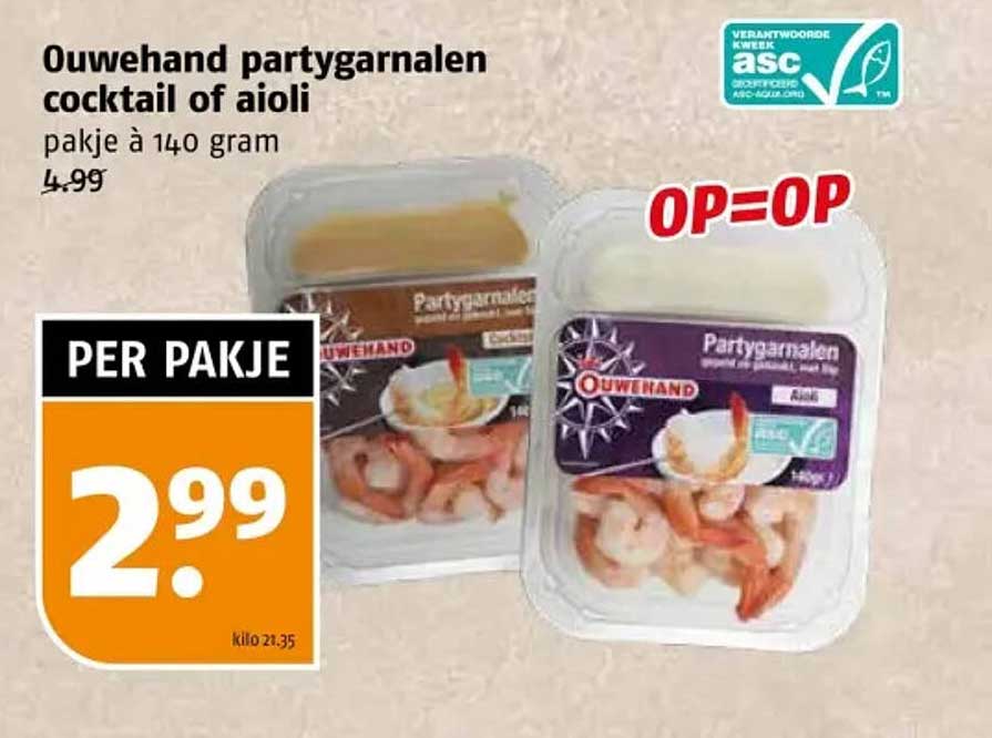 Ouwehand partygarnalen cocktail of aioli pakje à 140 gram