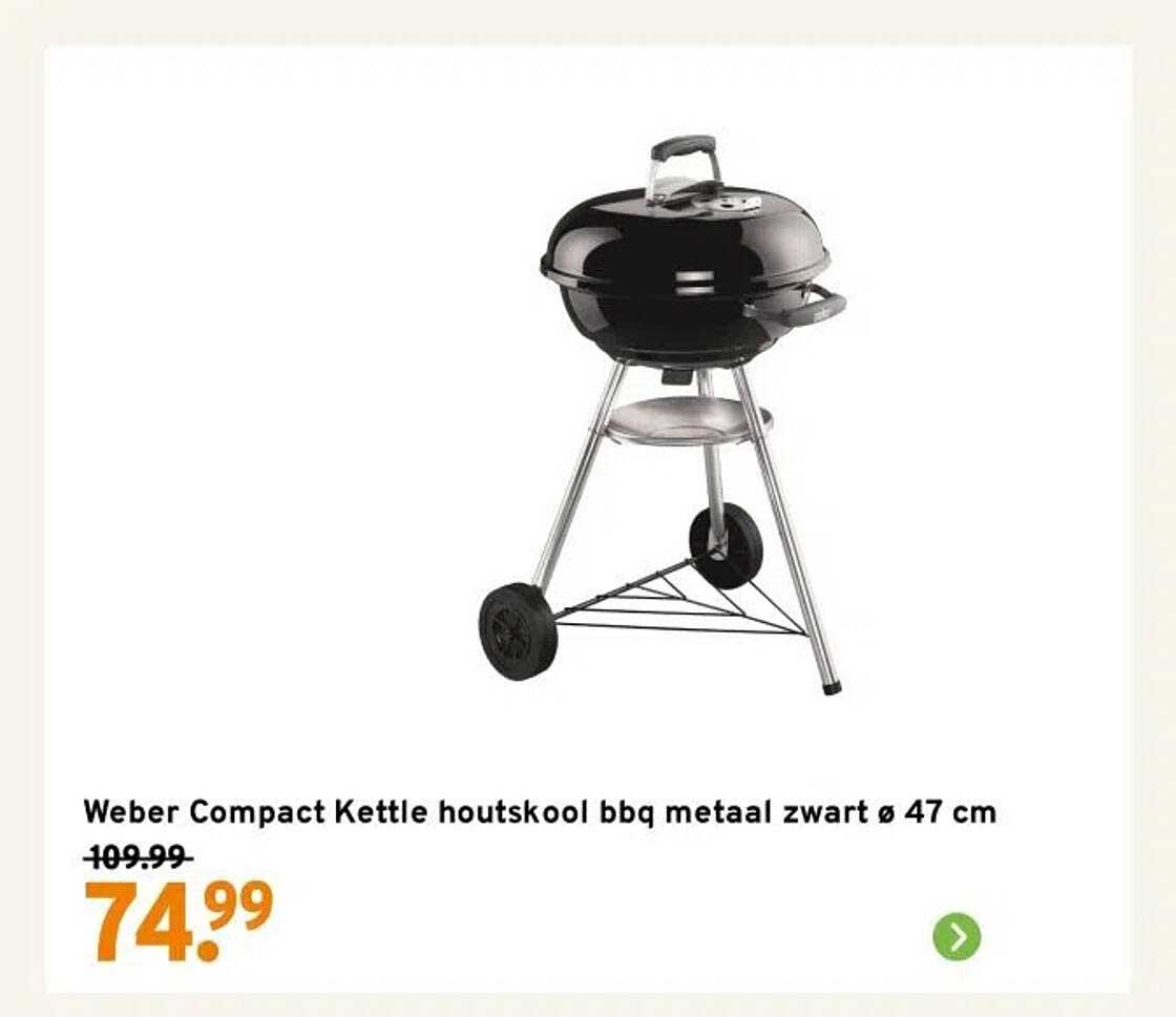 Weber Compact Kettle houtskool bbq metaal zwart ø 47 cm