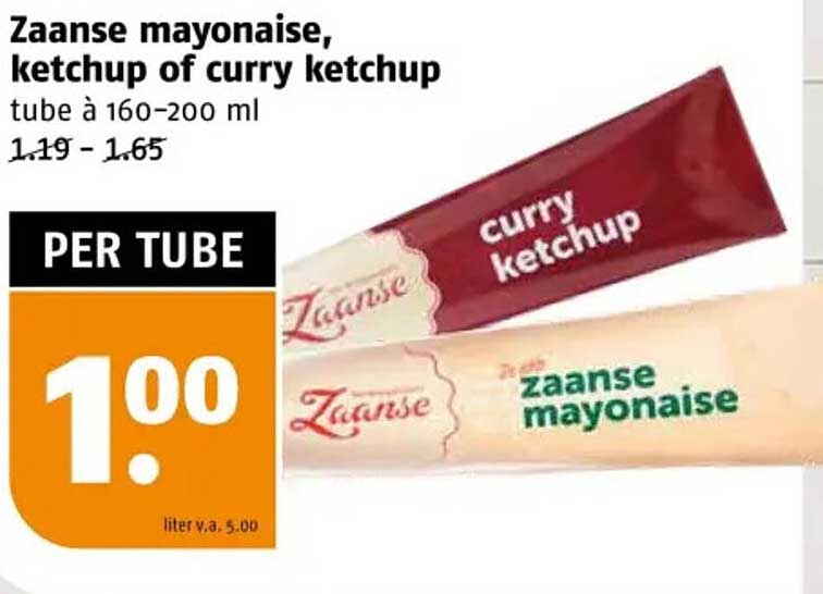Zaanse mayonaise, ketchup of curry ketchup