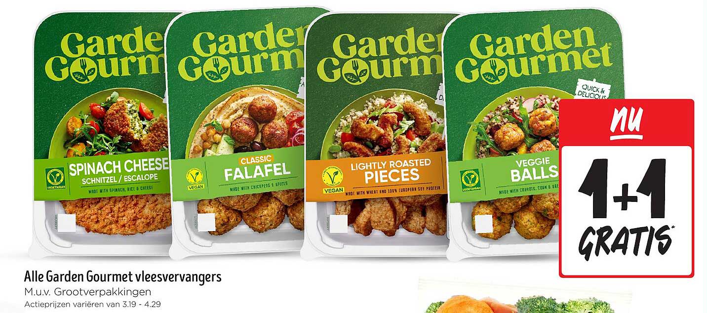 Alle Garden Gourmet vleesvervangers M.u.v. Grootverpakkingen