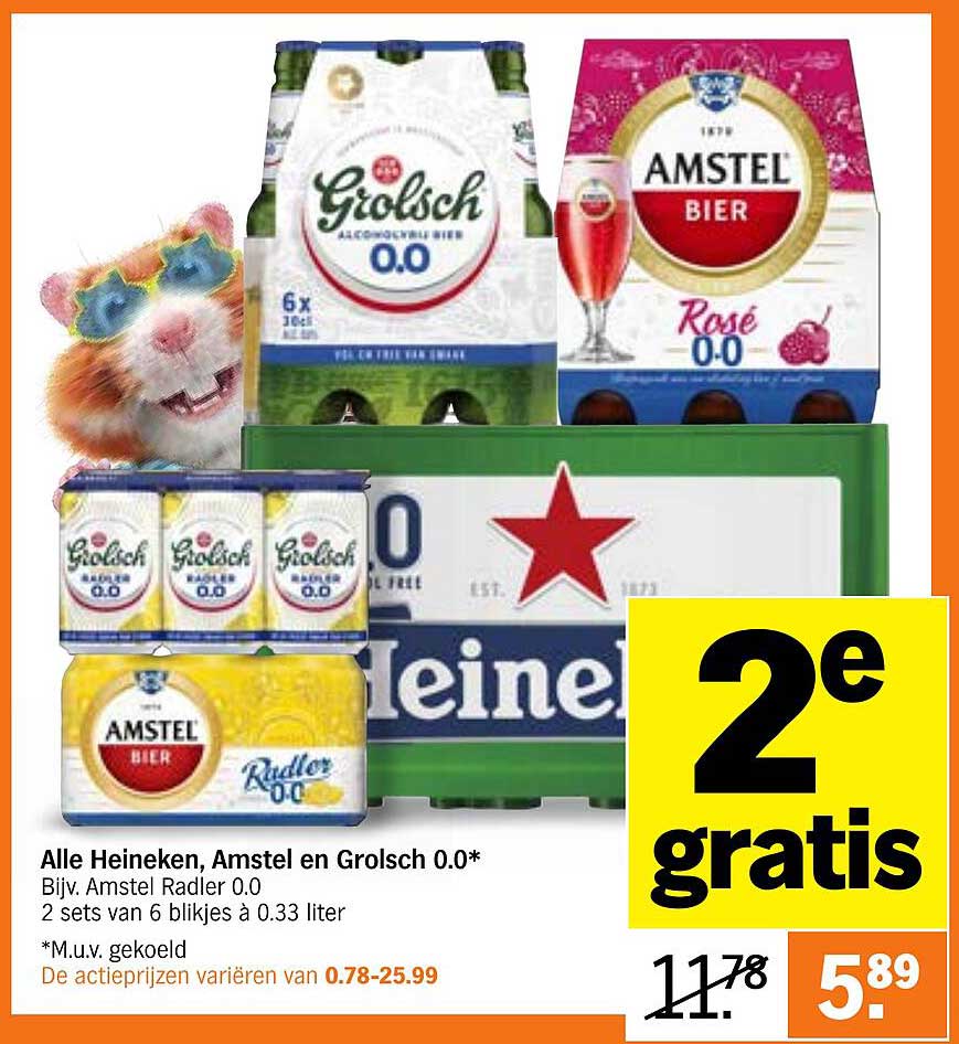 Alle Heineken, Amstel en Grolsch 0.0*