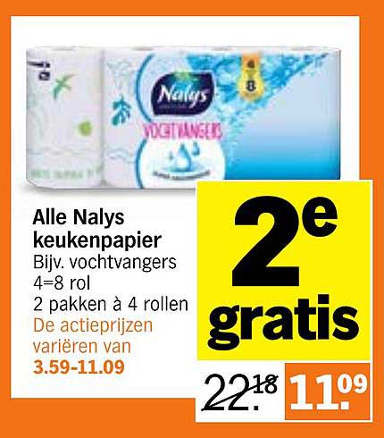 Alle Nalys keukenpapier Bijv. vochtvangers 4-8 rol 2 pakken à 4 rollen