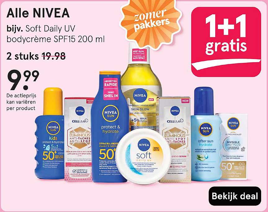 Alle NIVEA bijv. Soft Daily UV bodycrème SPF15 200 ml 2 stuks 19.98