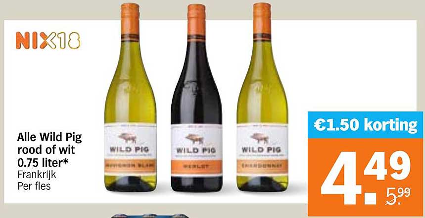 Alle Wild Pig rood of wit 0.75 liter*