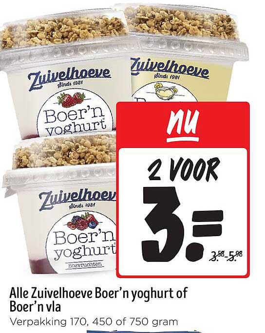 Alle Zuivelhoeve Boer'n yoghurt of Boer'n vla