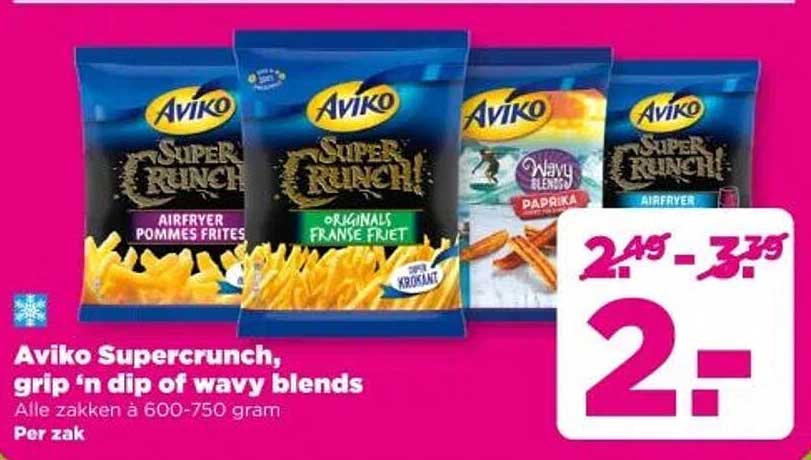 Aviko Supercrunch, grip ‘n dip of wavy blends