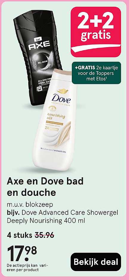 Axe en Dove bad en douche
