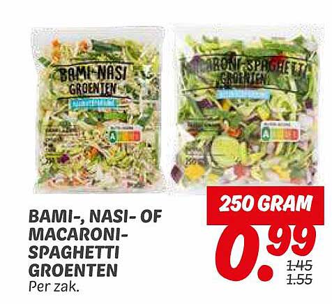 BAMI-, NASI- OF MACARONI-SPAGHETTI GROENTEN