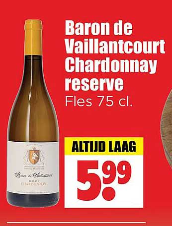 Baron de Vaillantcourt Chardonnay reserve Fles 75 cl.