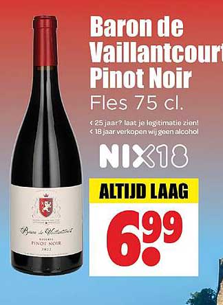 Baron de Vaillantcourt Pinot Noir Fles 75 cl