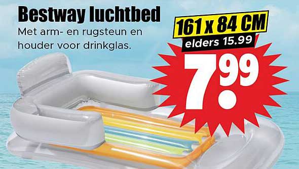 Bestway luchtbed 161 x 84 CM met arm- en rugsteun en houder voor drinkglas