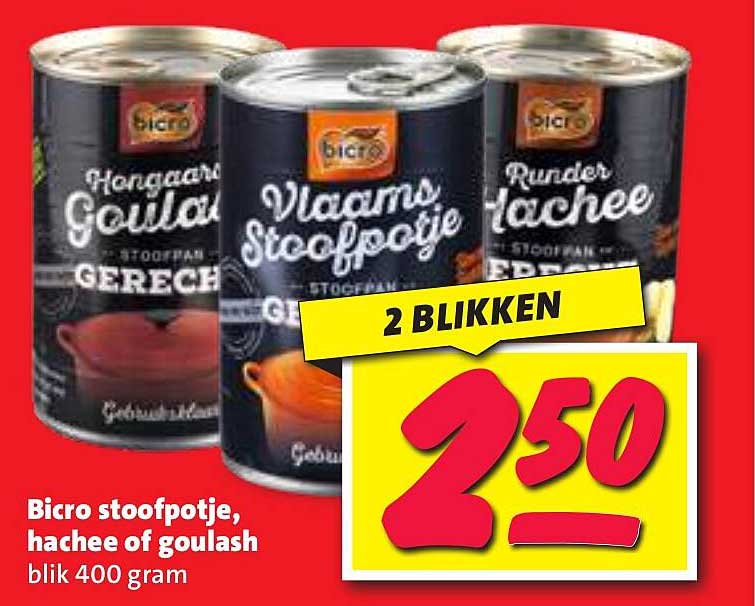 Bicro stoofpotje, hachee of goulash blik 400 gram