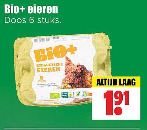 Bio+ eieren Doos 6 stuks.