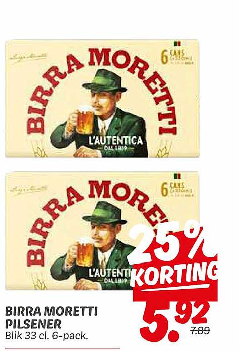 BIRRA MORETTI PILSENER Blik 33 cl. 6-pack