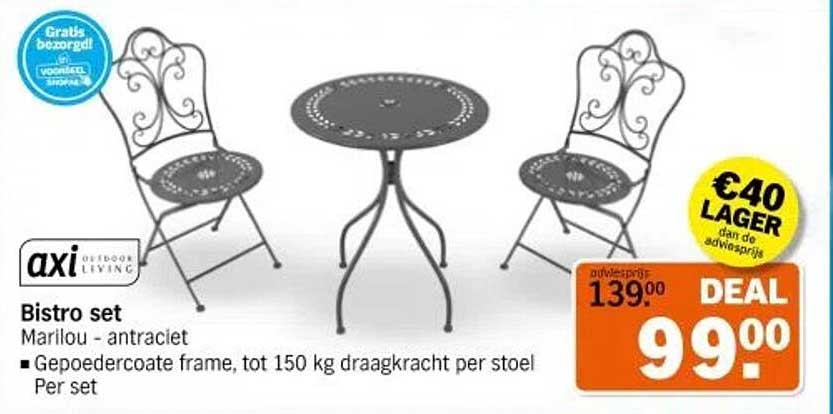 Bistro set Marlilou - antraciet
