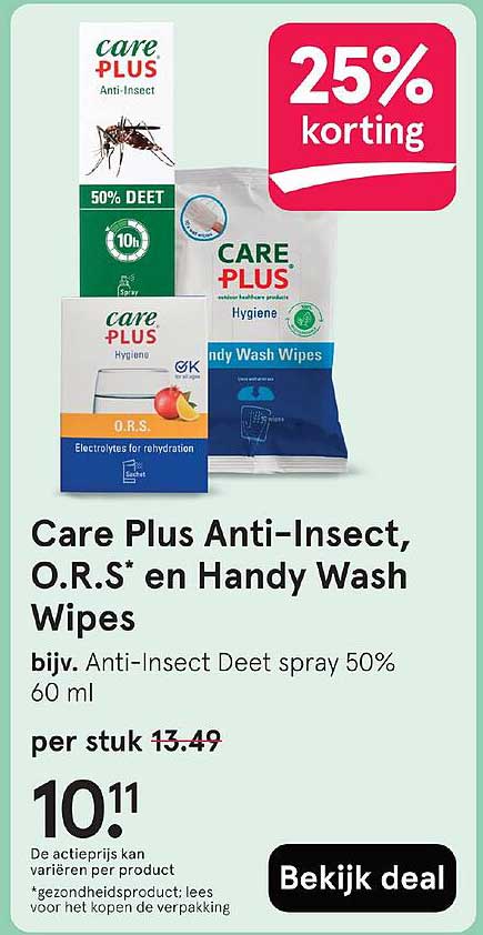Care Plus Anti-Insect, O.R.S* en Handy Wash Wipes