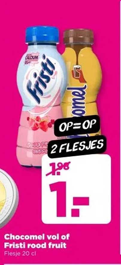 Chocomeel vol of Fristi rood fruit