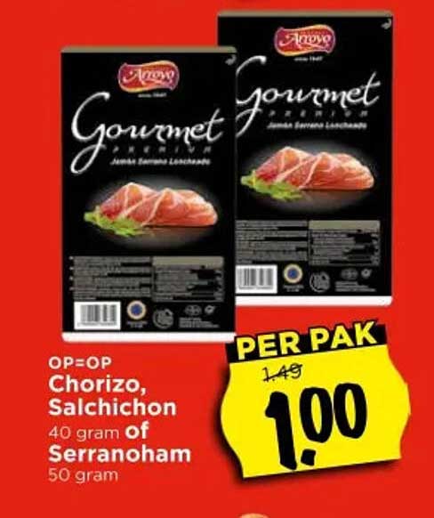 Chorizo, Salchichon 40 gram of Serranoham 50 gram