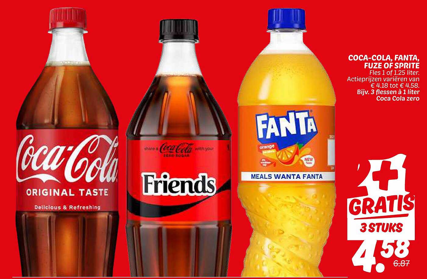 COCA-COLA, FANTA, FUZE OF SPRITE FLES 1 OF 1.25 LITER