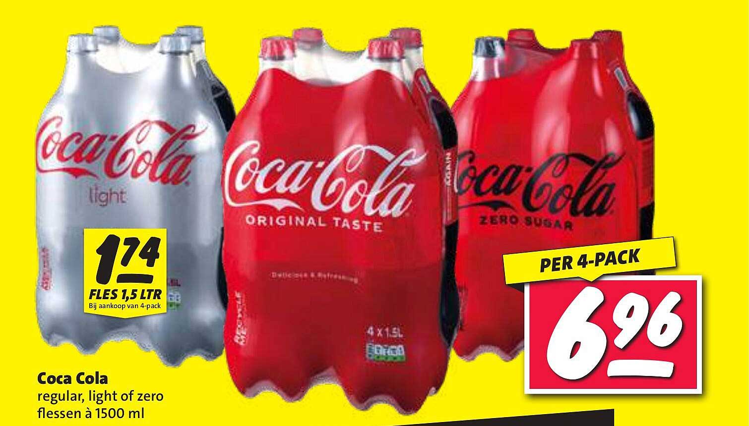Coca Cola regular, light of zero flessen à 1500 ml