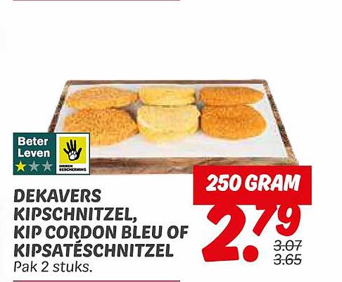 DEKAVERS KIPSCHNITZEL, KIP CORDON BLEU OF KIPSATÉSCHNITZEL