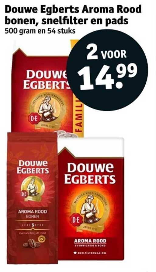 Douwe Egberts Aroma Rood bonen, snelfilter en pads