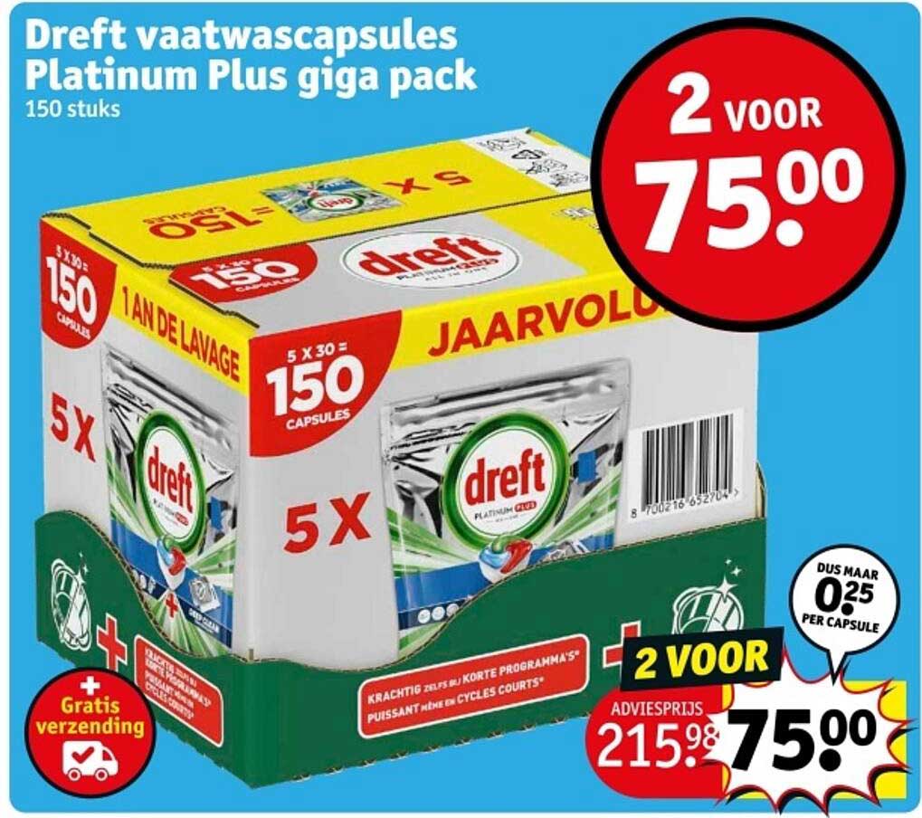 Dreft vaatwascapsules Platinum Plus giga pack