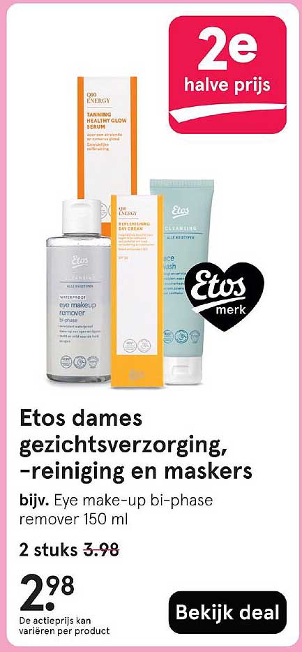 Etos dames gezichtsverzorging, -reiniging en maskers
