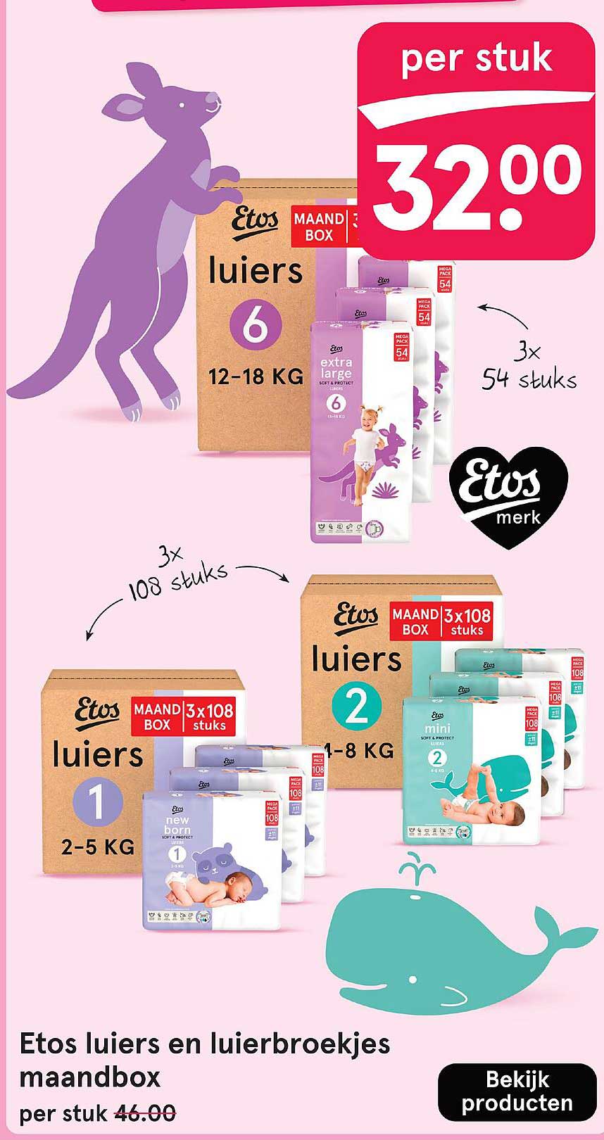 Etos luiers en luierbroekjes maandbox