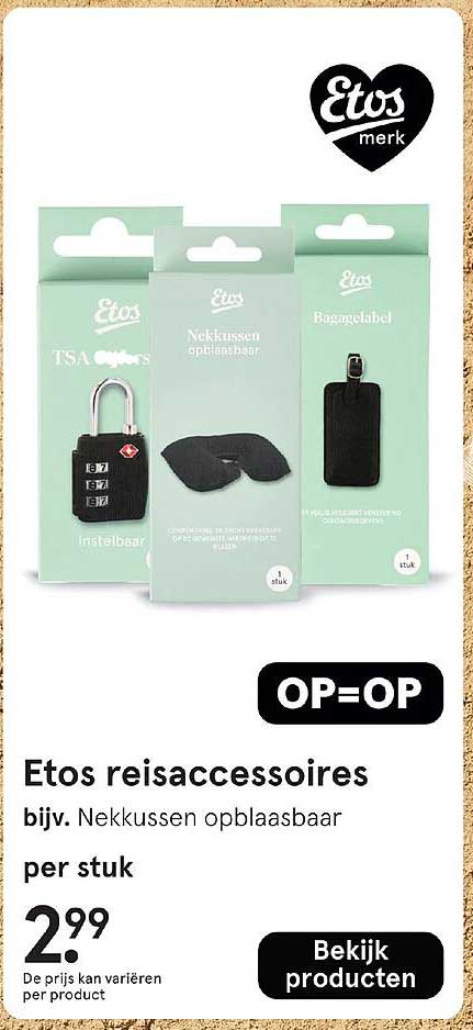Etos reisascessoires bijv. Nekkussen opblaasbaar