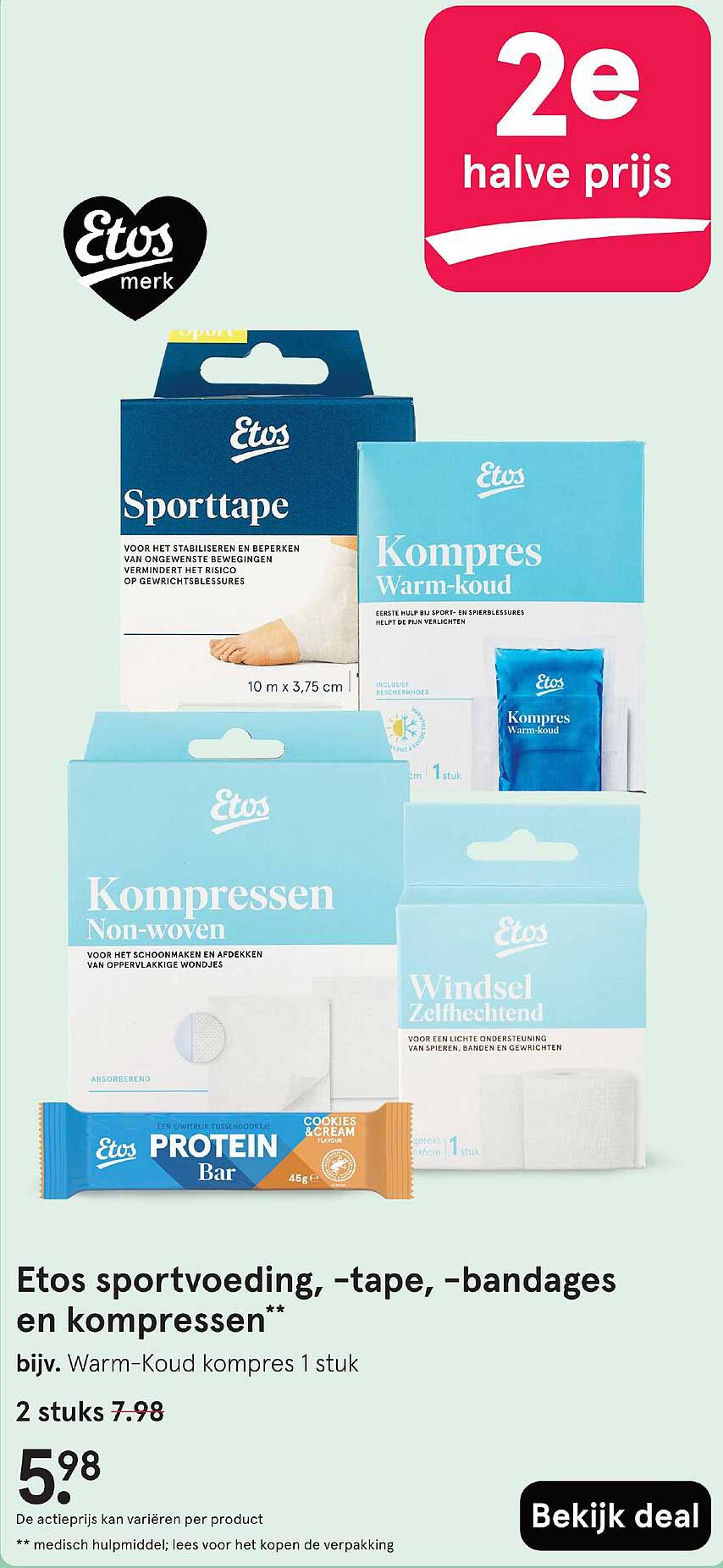 Etos sportvoeding, -tape, -bandages en kompressen**