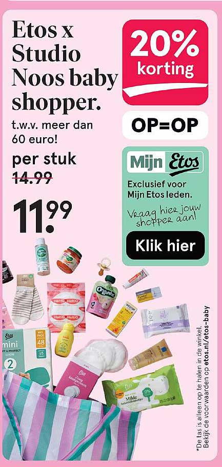 Etos x Studio Noos baby shopper. t.w.v. meer dan 60 euro!