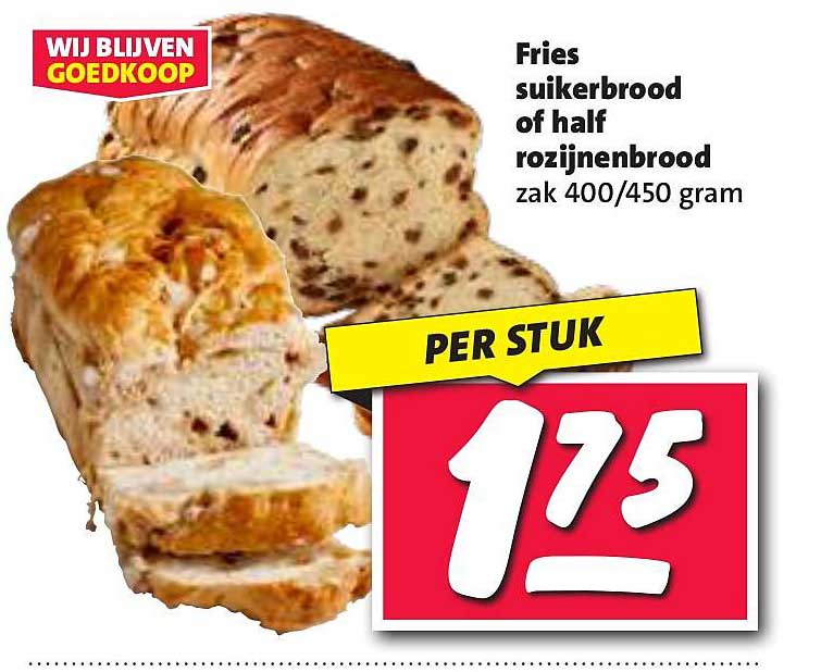 Fries suikerbrood of half rozijnenbrood zak 400/450 gram