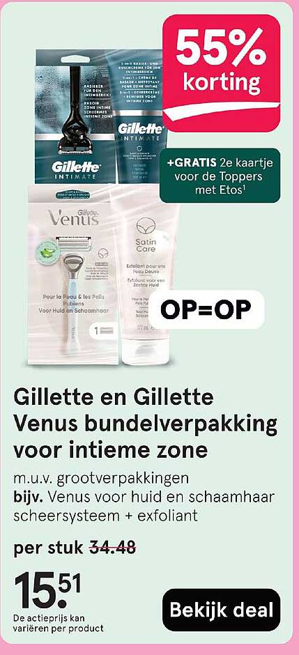 Gillette en Gillette Venus bundelverpakking voor intieme zone