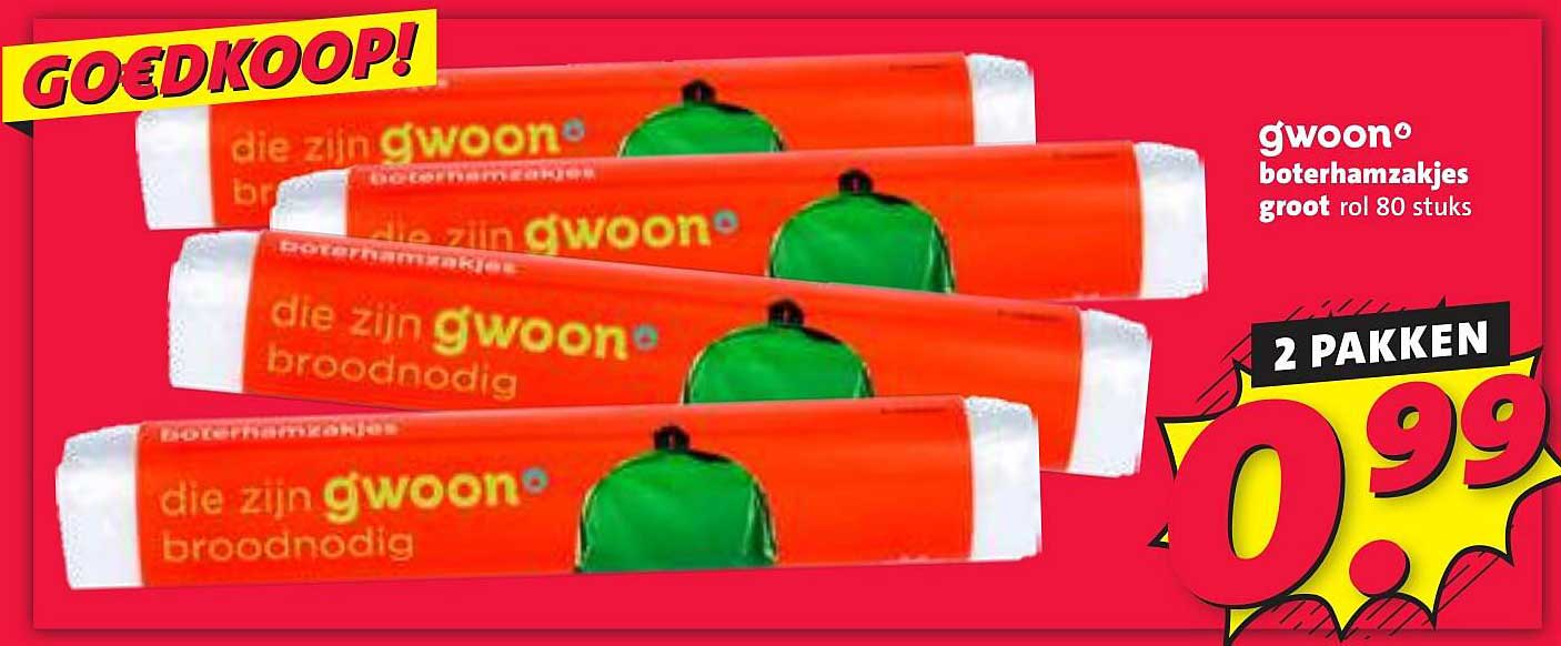 gwoon boterhamzakjes groot rol 80 stuks