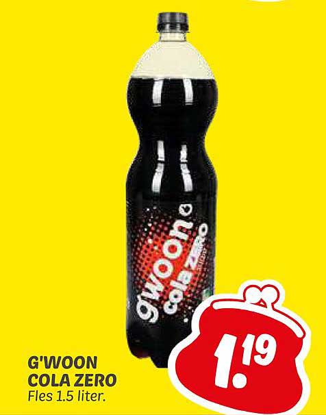 G'woon Cola Zero Fles 1.5 liter