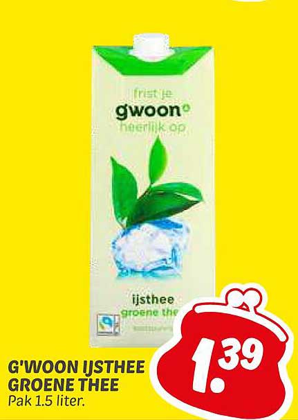 G'woon Ijsthee Groene Thee Pak 1.5 liter