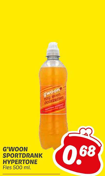 G'woon Sportdrank Hypertone Fles 500 ml.