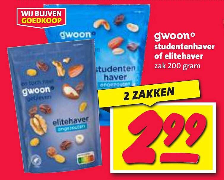 gwoon® studentenhaver of elitehaver zak 200 gram