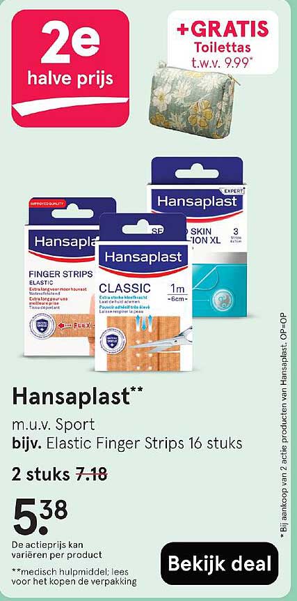 Hansaplast** m.u.v. Sport bijv. Elastic Finger Strips 16 stuks