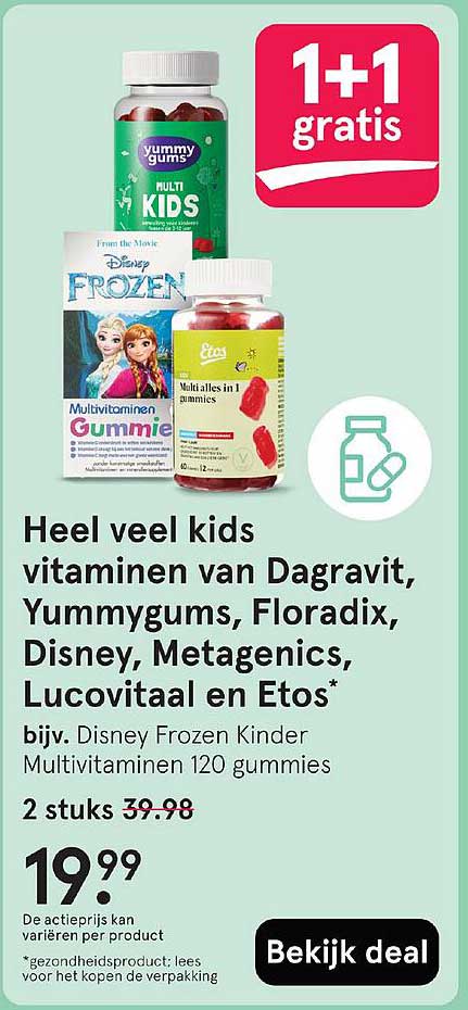 Heel veel kids vitaminen van Dagavit, Yummygums, Floradix, Disney, Metagenics, Lucovitaal en Etos*
