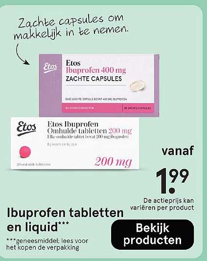 Ibuprofen tabletten en liquid