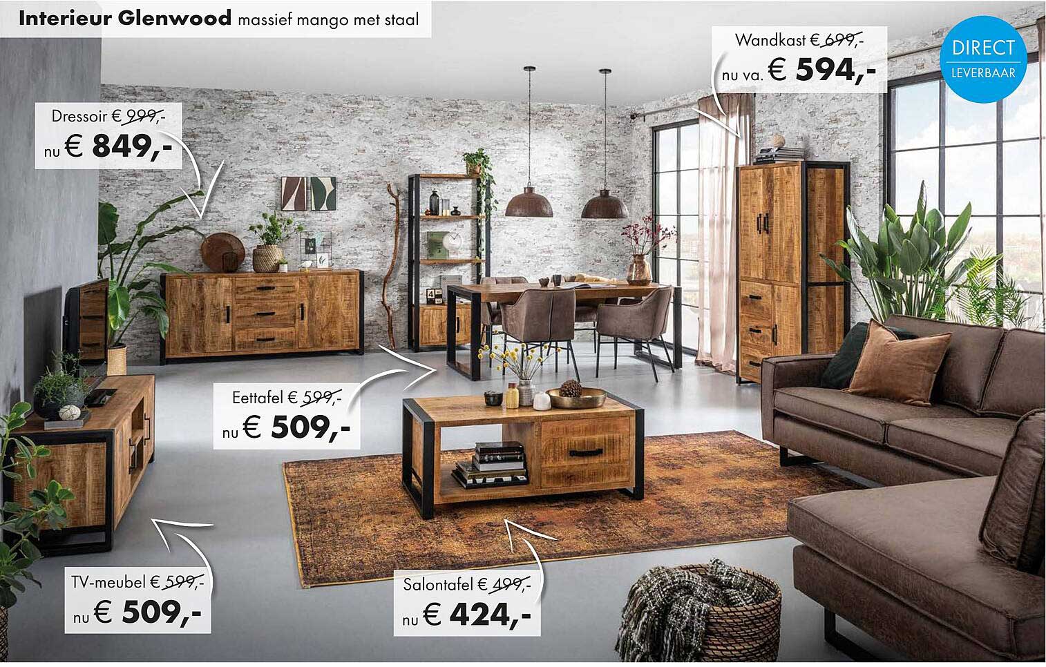 Interieur Glenwood massief mango met staal