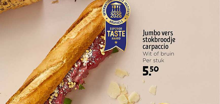 Jumbo vers stokbroodje carpaccio